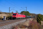 185 298 DB Cargo und  185 248 DB Cargo mit einem leeren Kohlezug bei Laaber Richtung Nürnberg, 12.02.2022