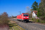 185 084 DB Cargo als Tfzf bei Postbauer-Heng Richtung Neumarkt (Oberpf), 28.02.2022