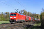 185 006-4 (DB Cargo) mit einem gemischten Güterzug in Ratingen Lintorf, 7. April 2026