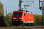 185 358 DB Cargo am 16.4.26 bei Feldmoching. Ein Bild mit Olympiaturm habe ich bisher noch nicht gemacht.