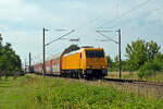 Am 20.06.26 rollte 185 360 nicht im �blichen verkehrsroten Gewand sondern in orange mit einem DB-Autozug durch Greppin Richtung Bitterfeld. Da diese Z�ge sonst von der MEG gefahren werden k�nnte es einen neuen Look bei der MEG geben.
