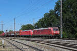 Doppeltraktion, mit den DB Loks 185 114-6 und 185 090-8 f�hrt am 08.07.2026 Richtung Station Augarten.