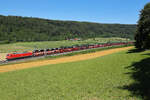 185 318 mit Land Rovern am 4 Juli 2026 bei Breitenfurt.