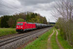 185 307 DB Cargo mit einem Kesselzug bei Postbauer-Heng Richtung N�rnberg, 24.04.2022