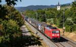 185 119 mit dem EZ 45007 (Mannheim Rbf - Chiasso SM) bei Denzlingen 12.8.26