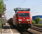 185 313-4 mit einem Mischer bei der Durchfahrt Friesenheim(Baden) gen Freiburg 2.5.08