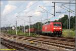 185 176 (1.TRAXX-Generation) verlsst mit dem FIR 51772 nach Seddin am 07.06.08 den Bf Reichenbach im Vogtland.
