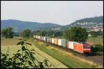 TEC 43167 wird am 18.6.2008 von 185 150 gezogen. Der Zug luft im Blockabstand hinter der Regionalbahn her