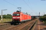 185 039-5 und 037-9(kalt) mit einem Mischer Richtung RGN bei der Durchfahrt Wiesental am 24.7.08