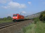 185 199 zieht ein Leeren Containerzug bei Thngersheim.27.09.08