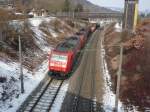 185 178-1 und 185 094-0 erreichen mit dem FE 44689 aus Kornwestheim nach Zrich in Krze Singen am Hohentwiel. 19.02.09