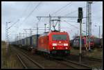 185 308 verlie am 16.11.08 mit einem LKW-Walter-Gz den Rostocker Seehafen.Aufgenommen am Hp Rostock/Dierkow