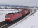 Br 185 145-0 berquert am 16.2.05 die Reussbrcke zwischen Oberrti und Rotkreuz