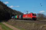 185 171 mit Containerzug am 30.03.2009 kurz vor Freden ->Sden 