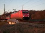 185 331 am 10.April 2009 mit einem Gterzug bei Bergen/Rgen.