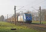 185 523-8 der CFL Cargo ist am 25.01.2009 mit dem Spanplattenzug bei Wulfsmoor Richtung Dnemark unterwegs.