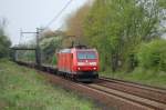 185 075-9 mit Containerzug (zu 90 % leer) am 18.4.2009 durch Ahlten -> Lehrte