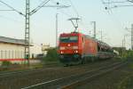 185 287 zieht ein Autozug durch Obertraublingen.13.09.07