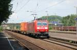 185 189 mit einem Containerzug am 1.7.2009 durch Elze(Han) -> Sden