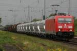 185 370 (DB) durchfhrt am 30.7.09 mit neun neuen Wagen fr die Firma Menditrail Ratingen-Lintorf