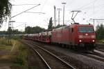 185 169-0 mit einem Autotransportzug,fuhr am 21.08.2009 durch Lehrte auf Gleis 12.