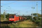 185 081 bei der Einfahrt Rostock Seehafen am 31.08.09 in Dierkow.