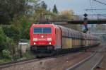 185 234-2 mit Gterzug, fhrt in Laudenbach(Bergstr) Richtung Bensheim. 15.10.2009