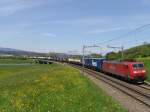 Br 185 091-6 berquert am 11.5.05 die Reussbrcke zwischen Oberrti und Rotkreuz