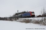 Ersatzverkehr RE13: 185-CL 003 fhrt am 13. Februar 2010 um 12:34 Uhr mit dem RE13 durch Unna-Uelzen