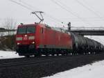 185 005-6 mit Gz, zwischen Gemnden (Main) und Karlstadt (Main), am 03.02.2010