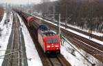 Standortwechsel nach Holzweissig - 185 385 fhrt am 18.02.10 Richtung Leipzig.