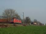 185 094-0 mit FE 44699 Kornwestheim - Zrich-Limmattal wegen Bauarbeiten auerplanmig bei Tageslicht kurz vor Singen(Htw). 09.04.10