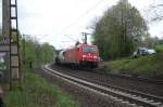 BR 185 206-0 fuhr am 01.05.2010 mit ihrem Gterzug zwischen Sontra und Bebra auf dem Gegengleis.