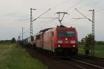 185 378-7 + 155 030-0 (GA) mit einem Gterzug in Neuss Allerheiligen am 29.05.2010