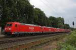 Ein Lokzug bestehend aus 185 271,185 221,152 016,152 047,155 272,140 036 und 139 554 durchfhrt am 21.7.10 Ratingen-Lintorf