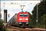 185 327 (9180 6185 327-1 D-DB) hat einen KLV-Zug aus Skandinavien am Harken und bringt ihn bei Sythen ins Ruhrgebiet.