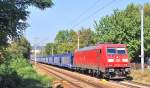 185 361 mit einem Leerwagenbersteller am 22.9.2010 auf der Verbindungsbahn in Wien.