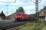 185 391-0 durchfuhr am 03.10.2010 mit einem leeren Autozug den Bahnhof Altenbeken.