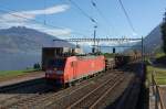 185 123 am 30.10.2010 mit Gterzug in Immensee