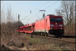 185 362 (9180 6185 362-1 D-DB) hat einen Leerzug am Haken und ist auf dem Weg nach Ingolstadt-Nord. (23.03.2011)