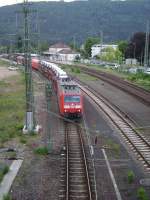 Ein BR 185 mit gemischten Gterzug in Neckargemnd Bhf am 21.05.11