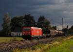 Die 185 228 fuhr bei weltuntergangsstimmung mit ihrem Gterzug auf der Kbs 840 nach Saalfeld. Hier aufgenommen am 23.06.2011 bei Hochstadt.