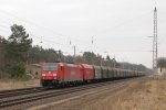 185 227 mit Schiebeplanwagen am 10.03.2011 in Chorin