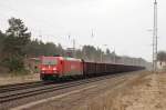 185 207 mit staubiger Fuhre am 10.03.2011 in Chorin