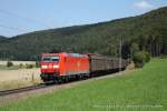 185 086-6 (DB) fhrt am 1. August 2011 um 15:03 Uhr mit einem Gterzug durch Mhringen