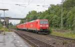 Ein von 185 189-8 angefhrter Lokzug in Richtung Norden. Bestehend aus drei weiteren 185ern und am Schluss 155 213. Aufgenommen am 24.06.2011 in Eichenberg.