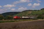 185 281-3 mit einem gemischten Gterzug in Himmelstadt am 02.08.2011