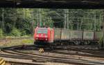 185 193-0 am 30.08.2011 mit einem Ambrogio-Ganzzug bei der Einfahrt unter der Brcke Turmstrasse in Aachen West.