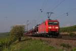 185 051-0 mit einem Autotransportzug in Erbach (Rheingau) am 03.09.2011
