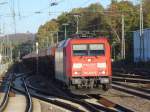 185 278-9 zieht einen Schotterzug am 26.10.2011 durch Kaiserslautern